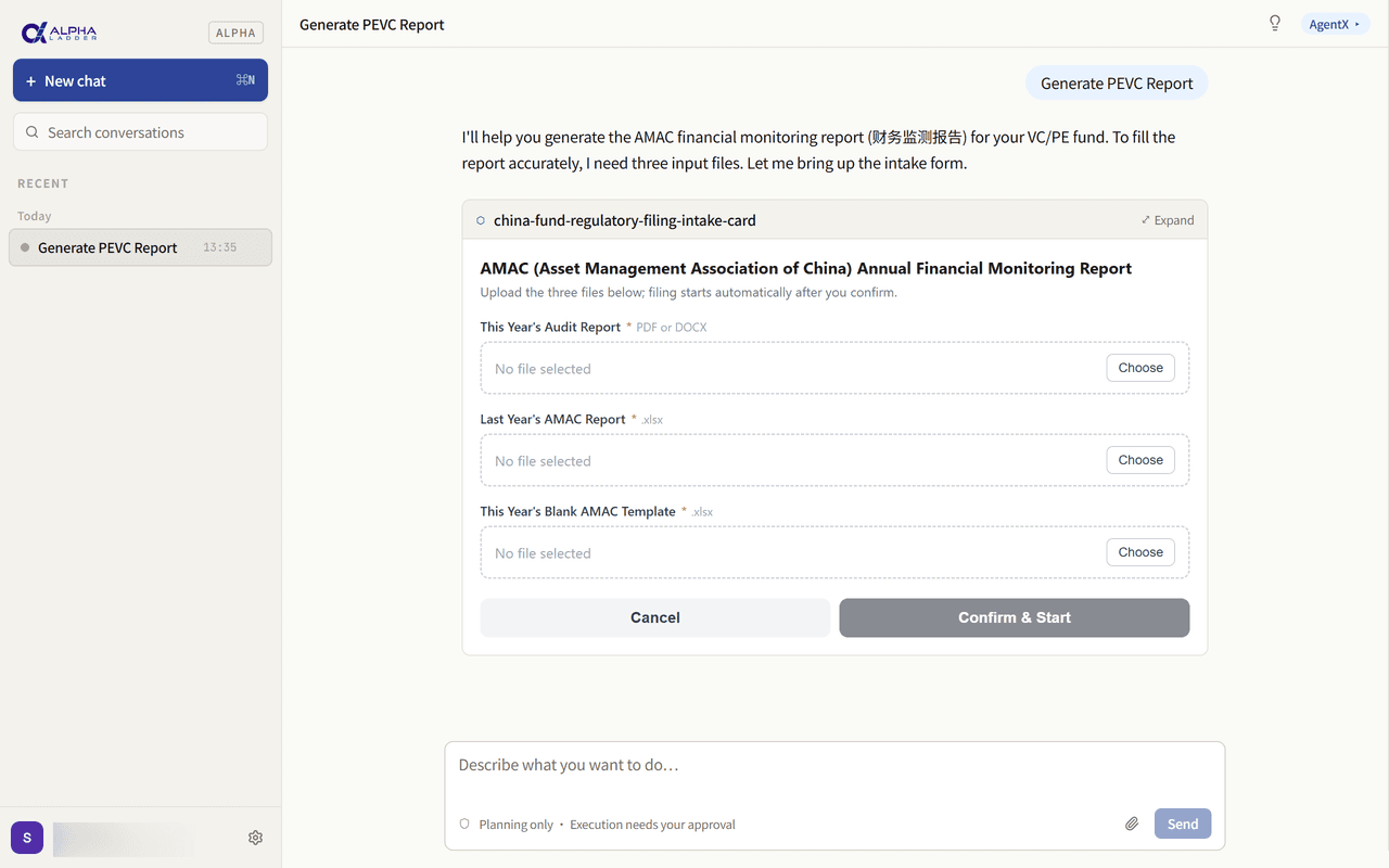 Generate a PEVC / financial monitoring report 截图 1